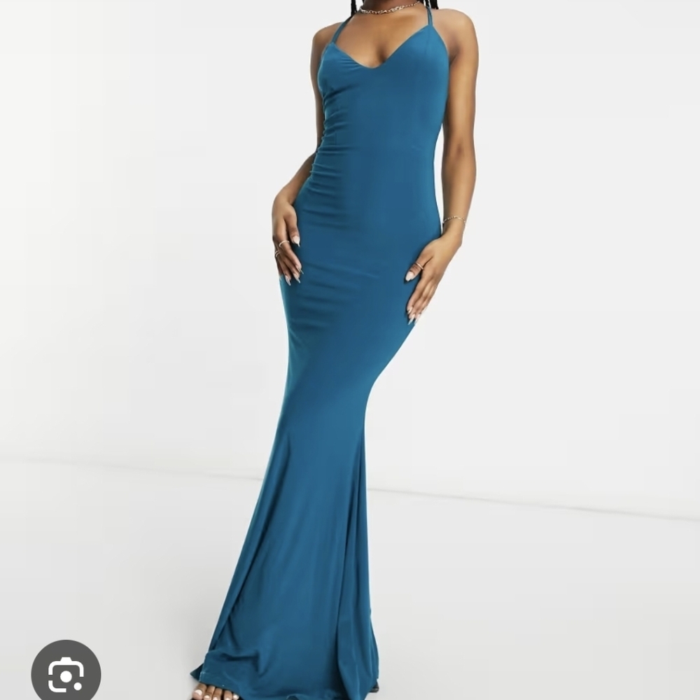 Club L London Teal Blue Spaghetti Strap Maxi Dress